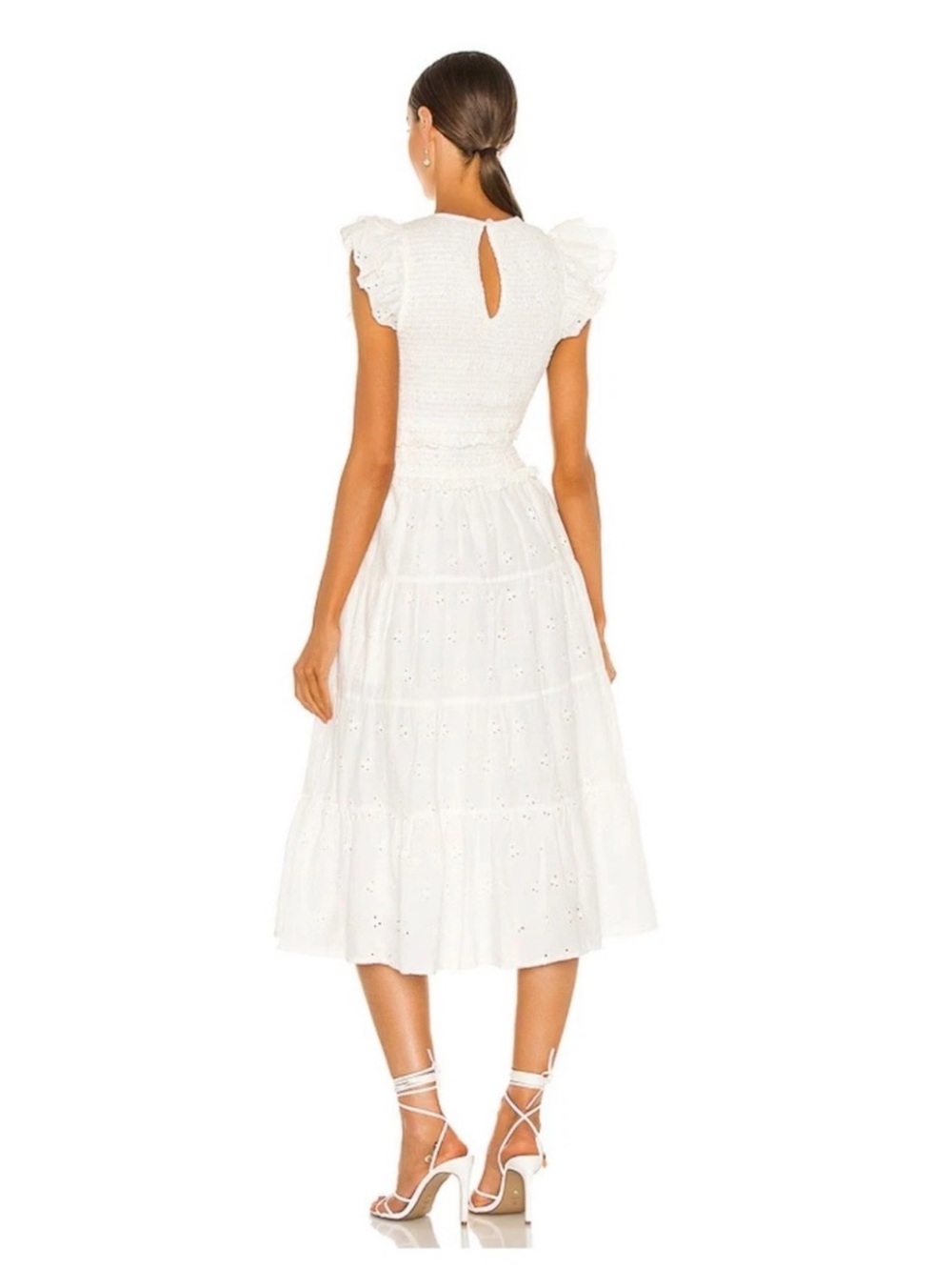 Cleobella Emmy Midi White Eyelet Smocked Midi Dress S